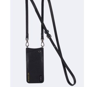 BANDOLIER Cross-body Black Leather iPhone 8 Case